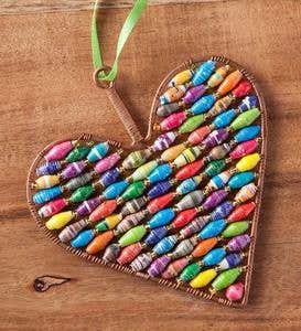 Fair Trade Wire and Paper Bead Heart Ornament