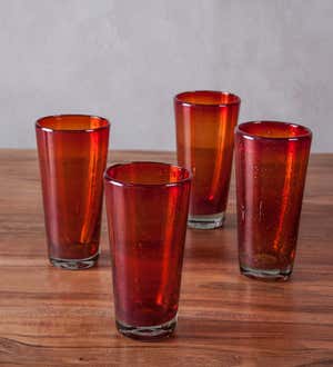Bright Bubbled Recycled Glass Tea Glass Set of 4