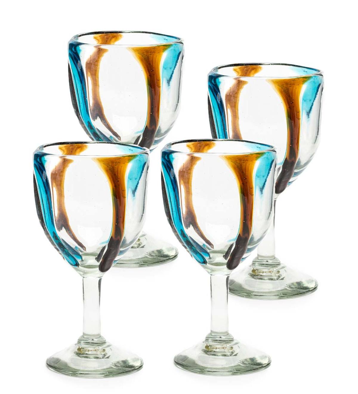 Satori Stripe Recycled Glass Goblets, Set of 4