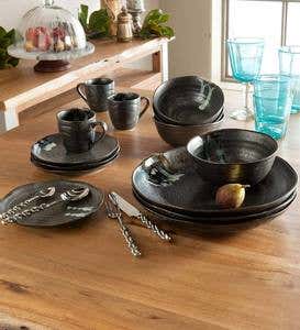 Hand-Painted Ceramic Zazen Dinner Plates, Set of 4