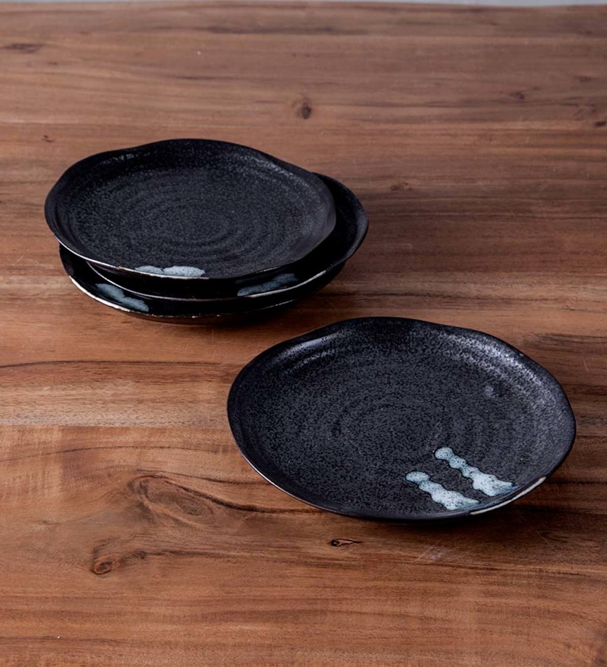Hand-Painted Ceramic Zazen Salad Plates, Set of 4