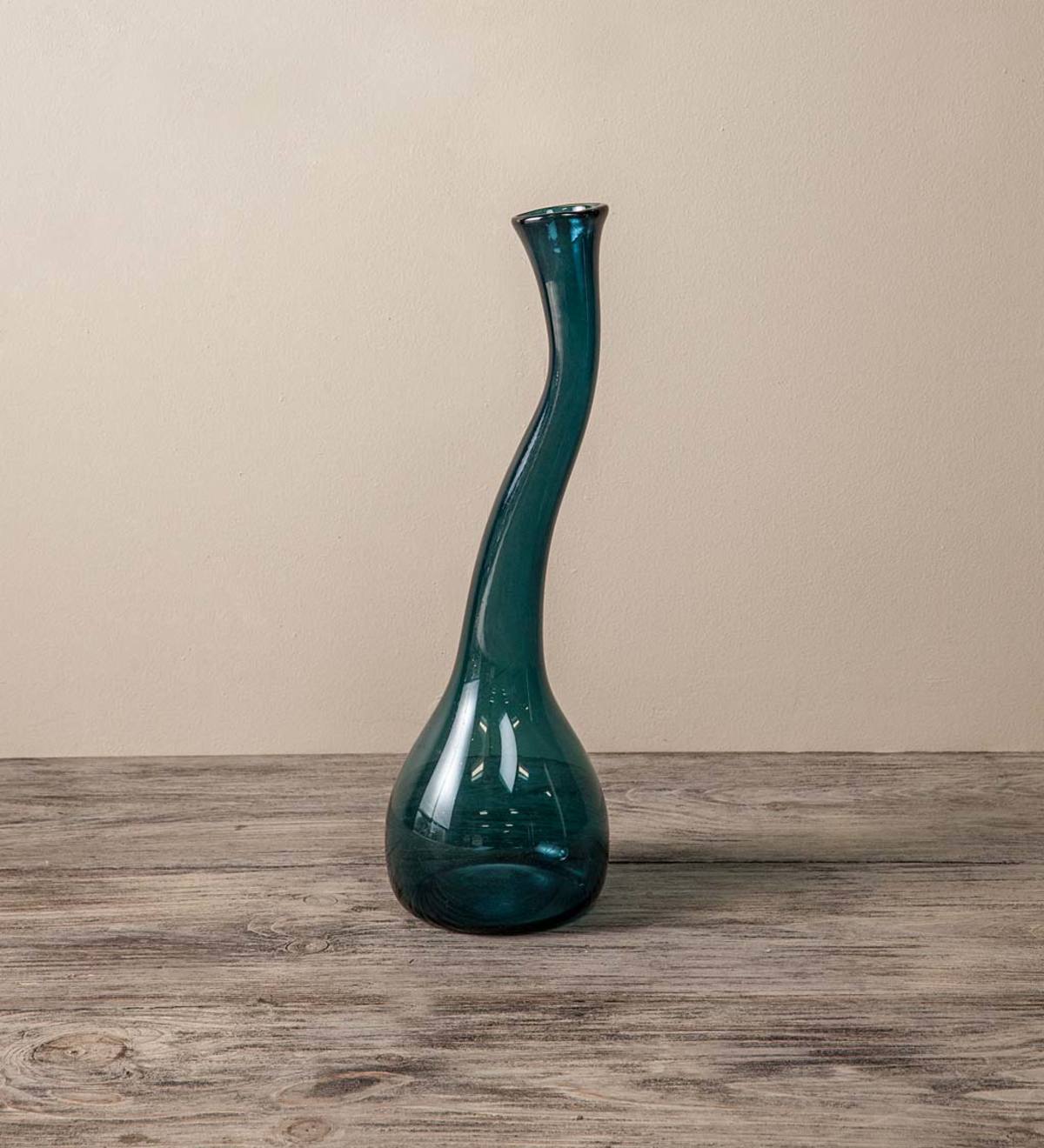 Small Recycled Glass Sprouting Vase - Blue