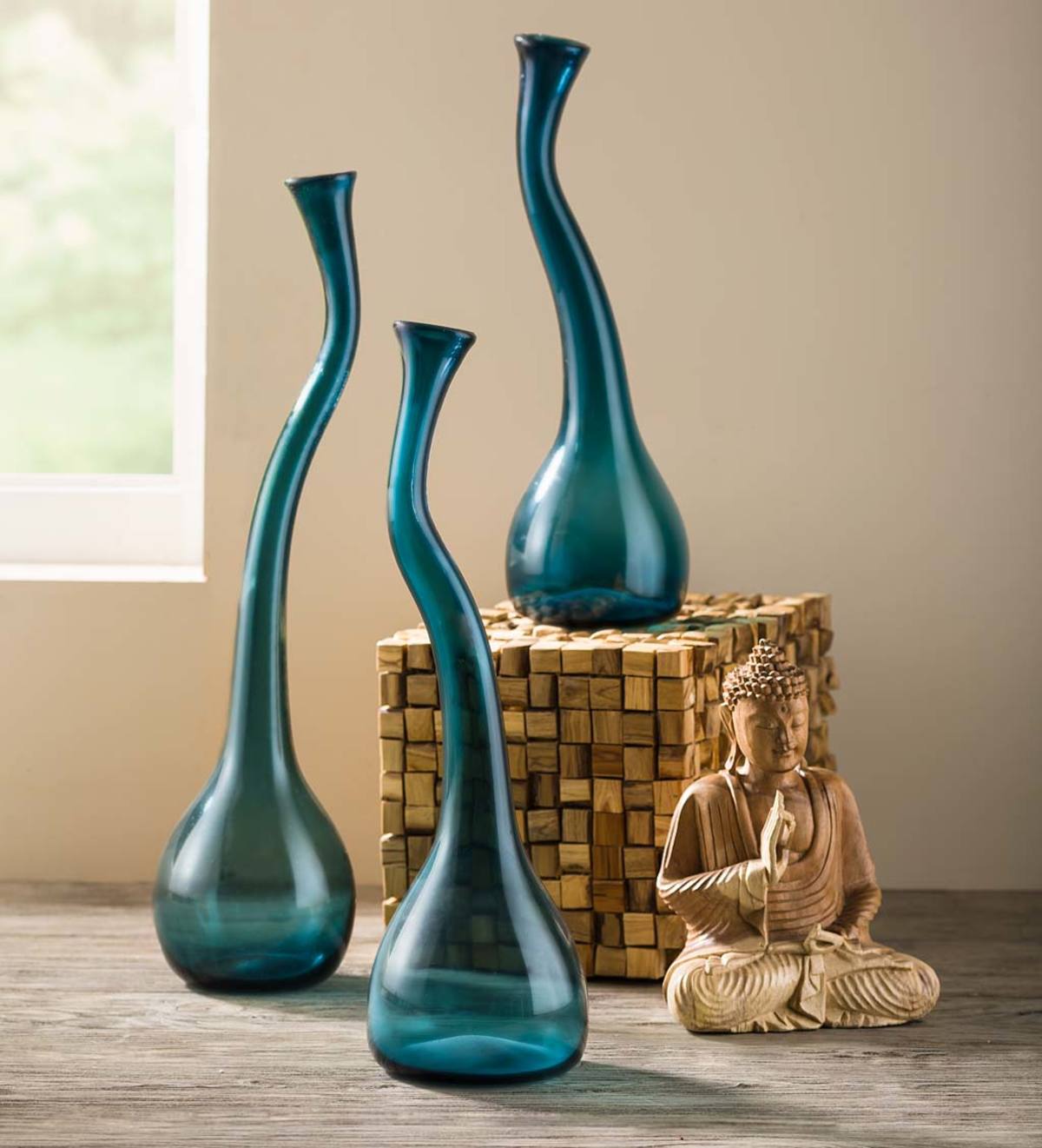 Recycled Glass Azure Sprouting Vases