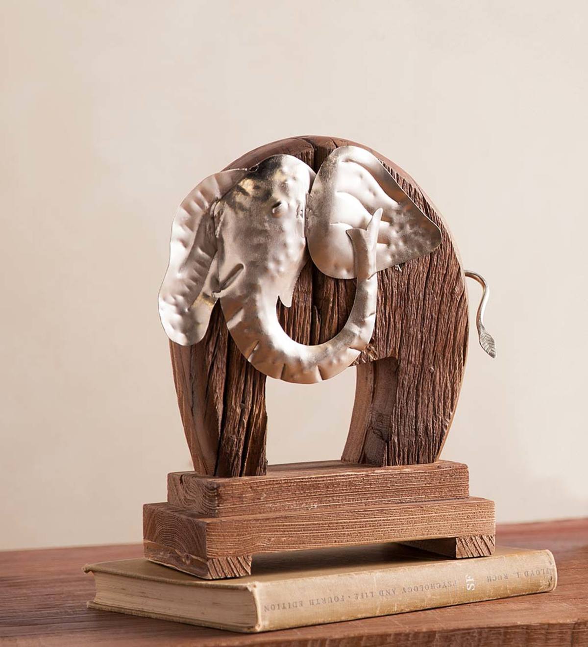 Reclaimed Wood and Iron Elephant