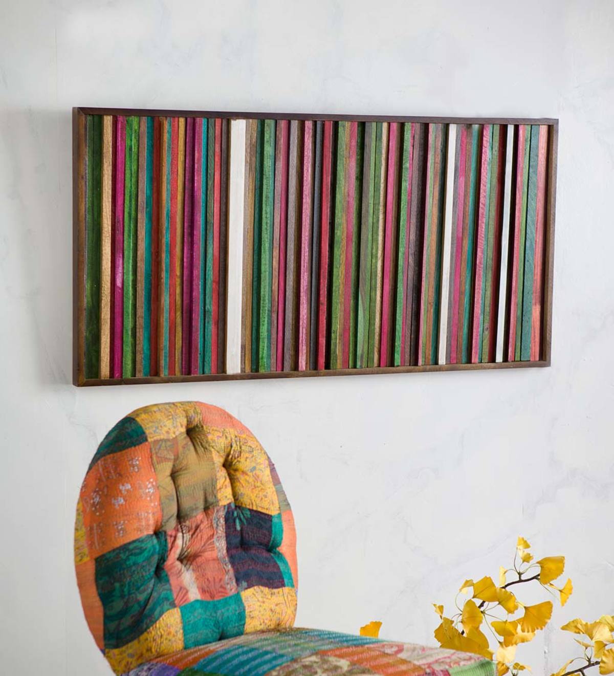 Hand-Stained Bright Stripe Mango Wall Art