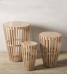 Nesting Wooden Drum Table Set - Dark Finish