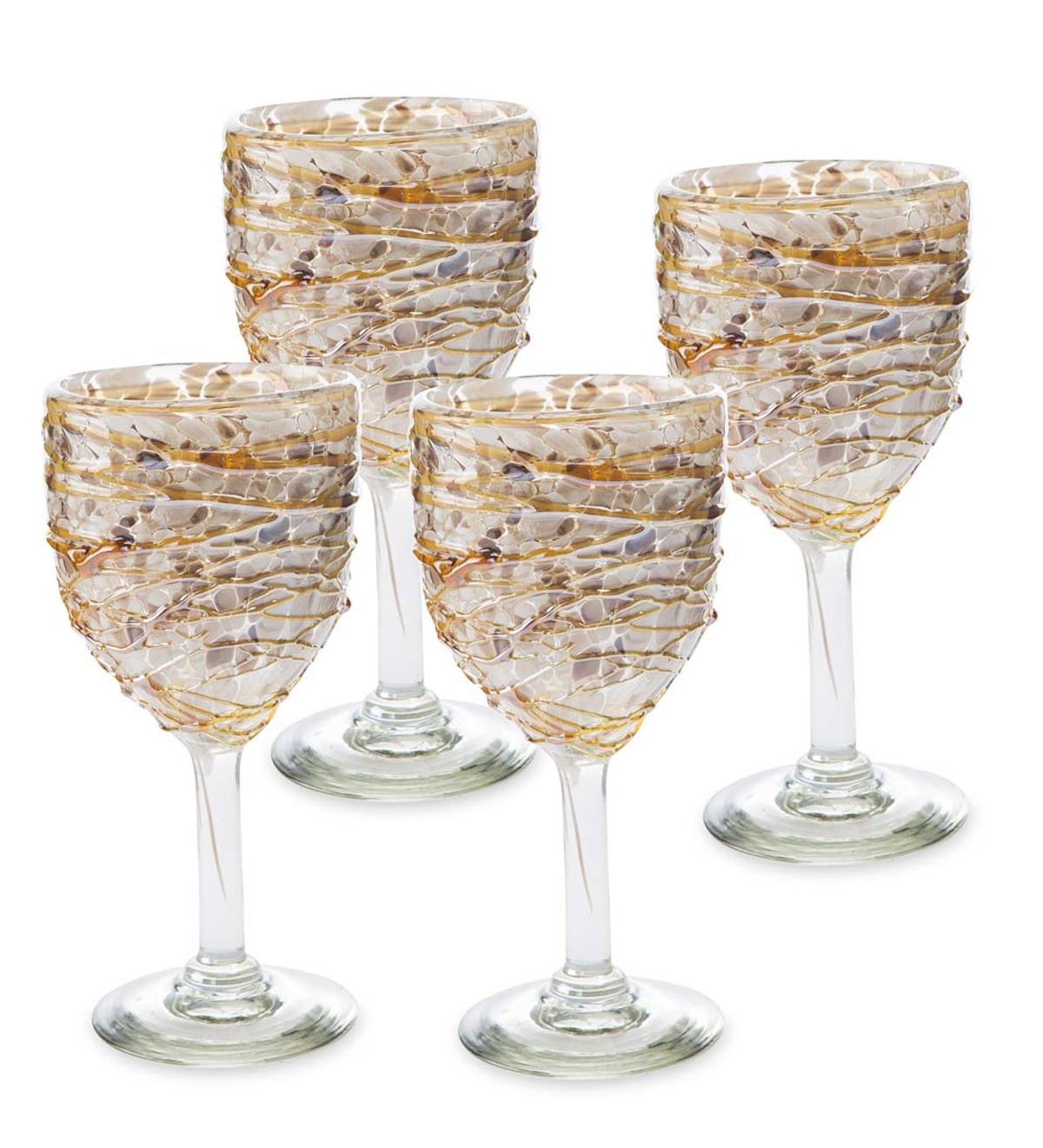 Shimmer Swirled Recycled Glass Goblets, Set of 4