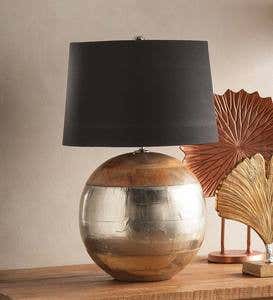 Mango and Metal Round Table Lamp