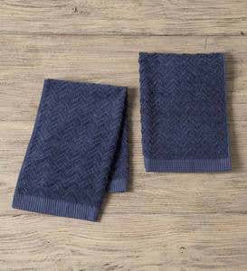 Chevron Cotton Velour Hand Towels, Set of 2