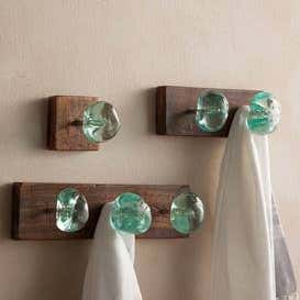 Recycled Glass and Reclaimed Wood Hooks