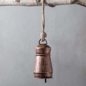 Large Copper Ginkgo Etched Bell