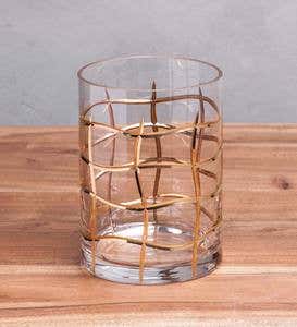 Gold Grid Etched Glass Vases