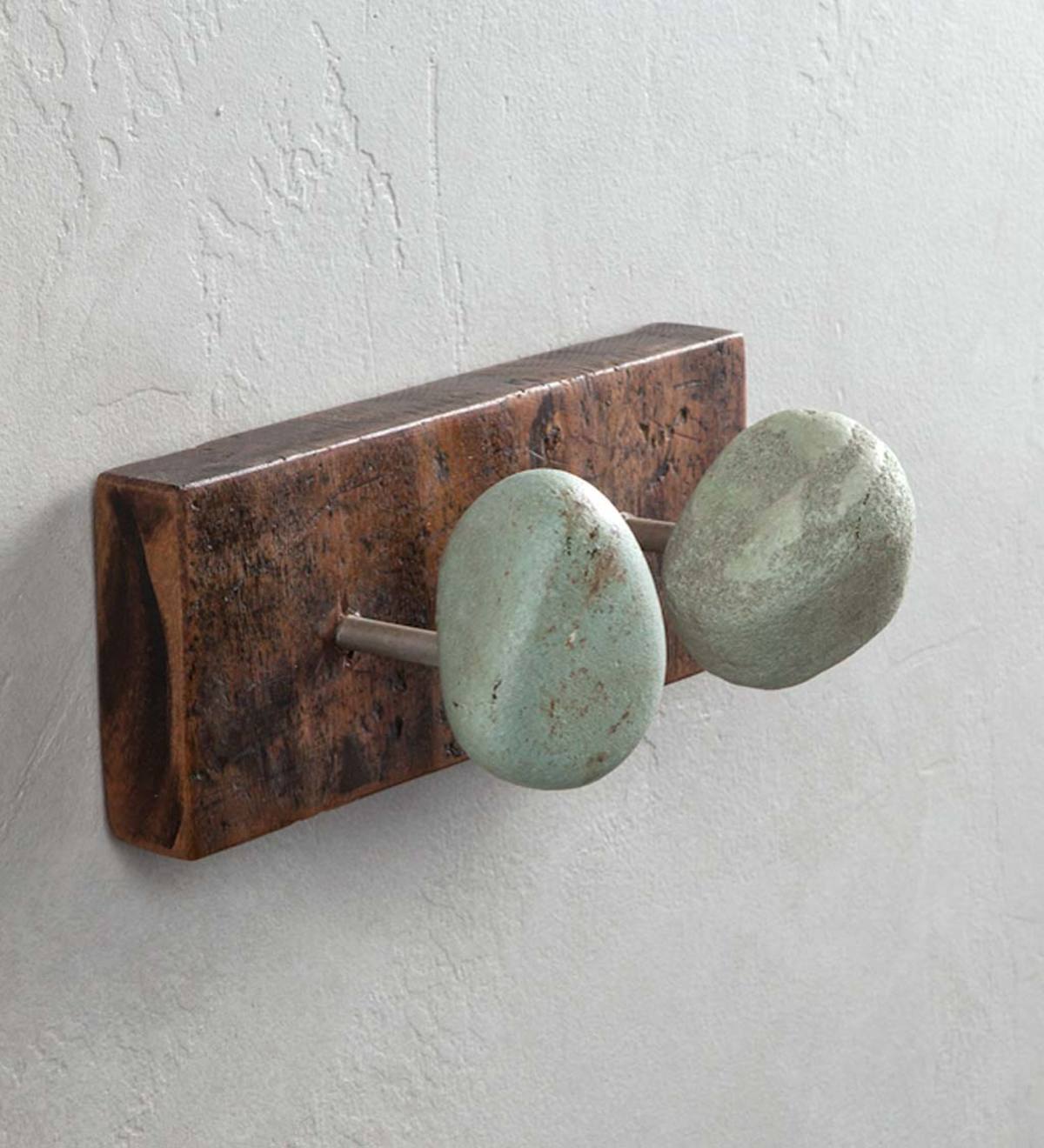 Natural Stone and Recycled Wood Two Stone Hanger