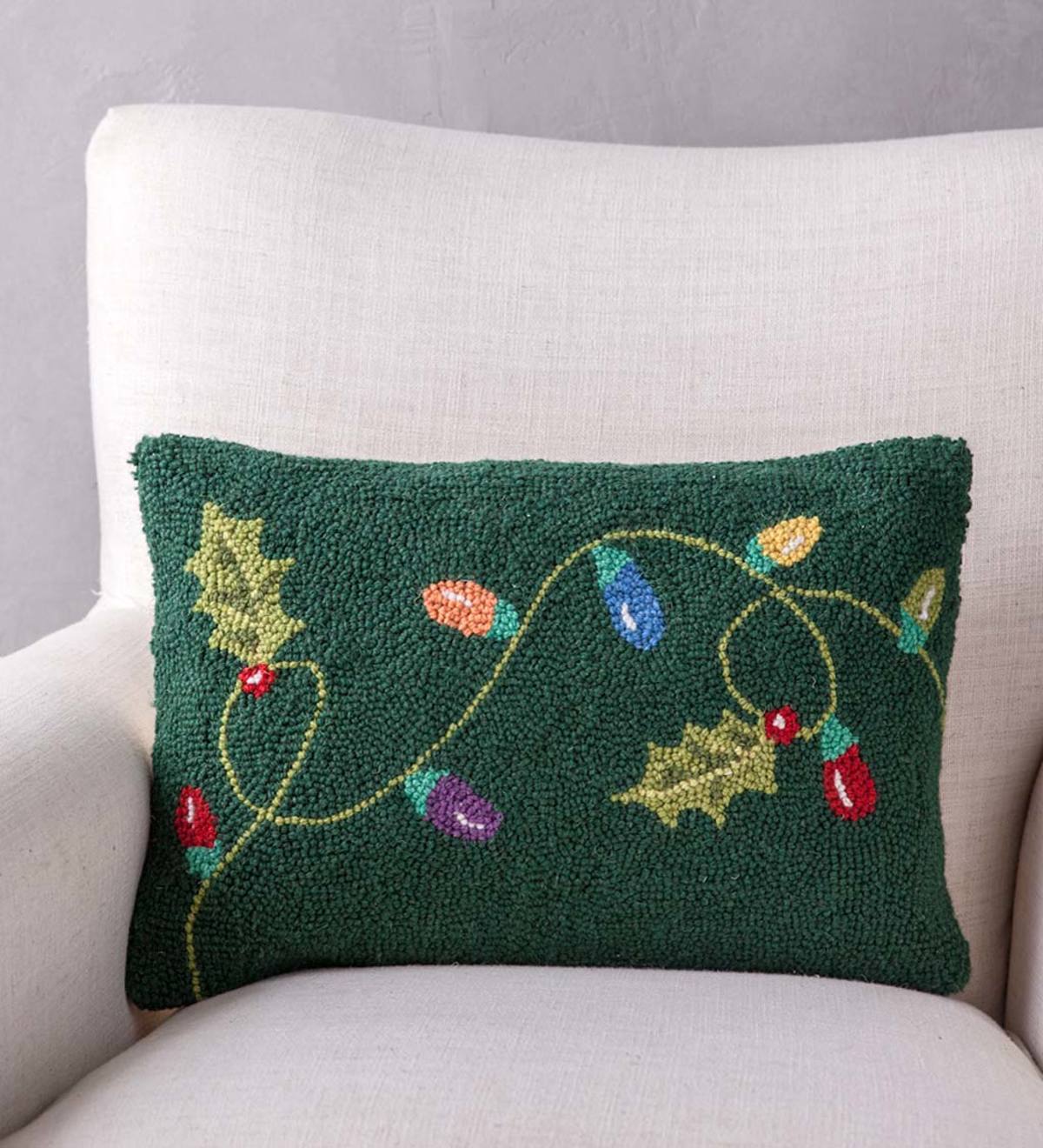Hand-Hooked Wool String Lights Pillow