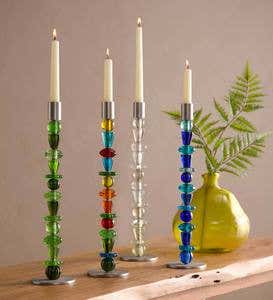 Recycled Glass Beaded Candlestick