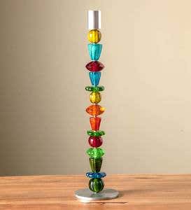 Recycled Glass Beaded Candlestick