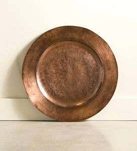 Small Handcrafted Tree of Life Metal Tray - Copper