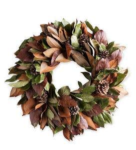 Magnolia and Pinecone Wreath with Hanger