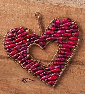 Fair Trade Beaded Heart and Star Ornaments