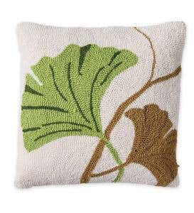 Hand Hooked Ginkgo Leaf Pillows