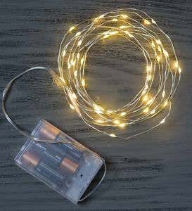 60 White Bendable LED String Lights - Silver Wire