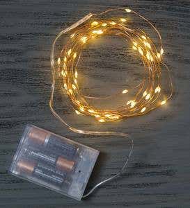 60 White Bendable LED String Lights - Silver Wire