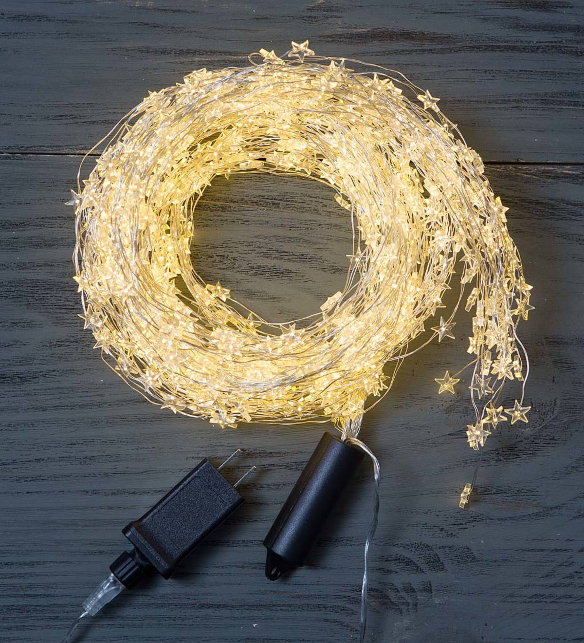 640 White Bunch LED String Lights - Silver Wire