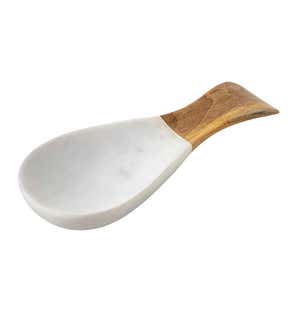 Marble and Teak Spoon Rest