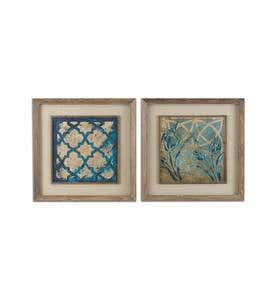 Set of 2 Stained Glass Indigo Prints
