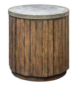Cylindrical Metal&wood Accent Table