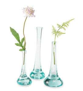Set of 3 Recycled Glass Bud Vases - Pooled Bottoms