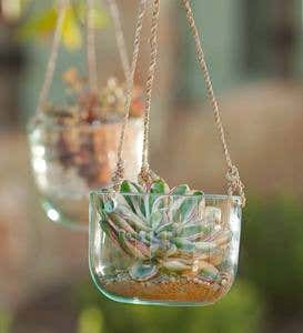 Recycled Glass Hanging Vases - Set of 3
