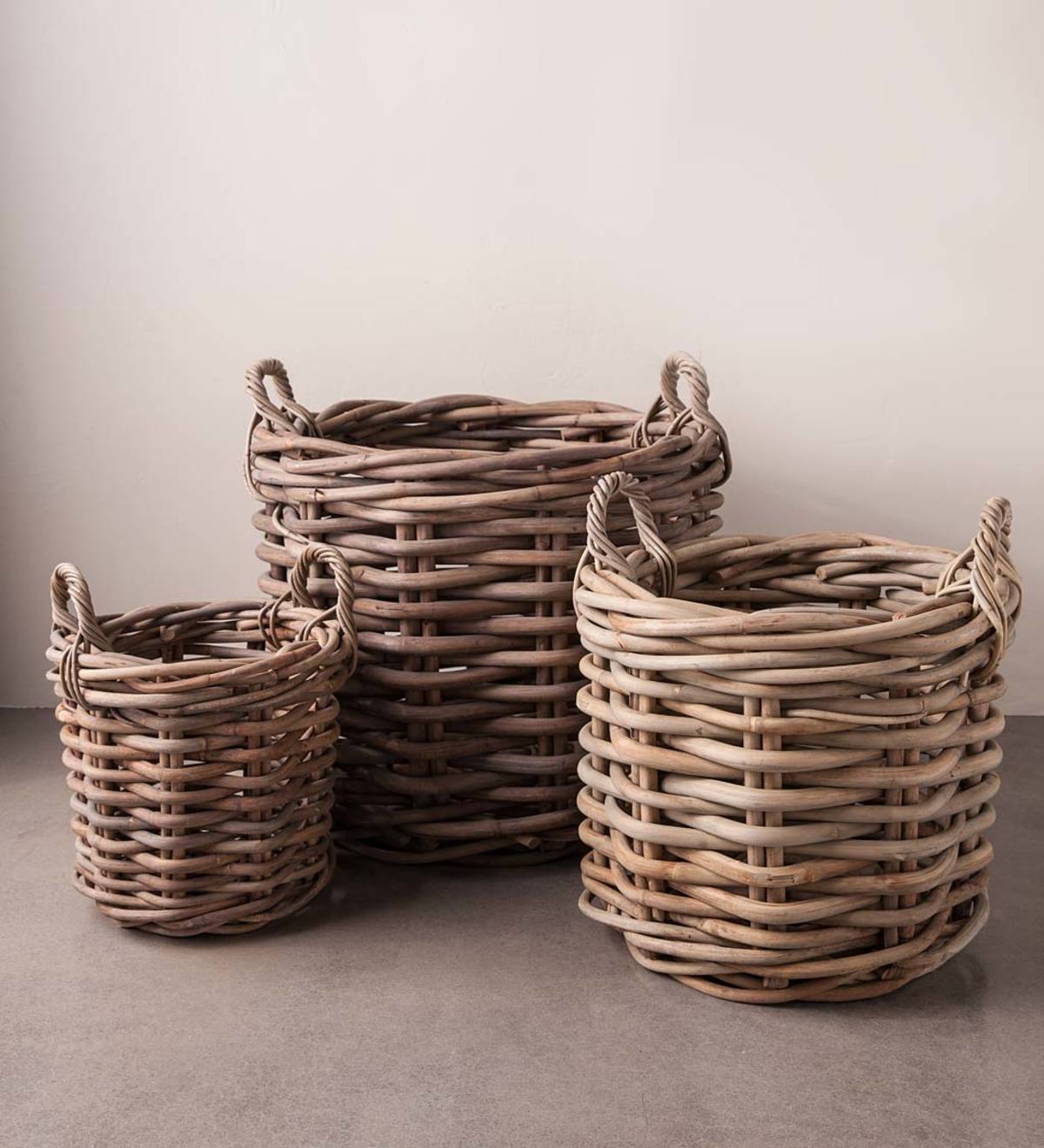 Woven Rattan Baskets - Set of 3