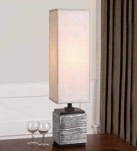 Antiqued Silver Box Shade Table Lamp