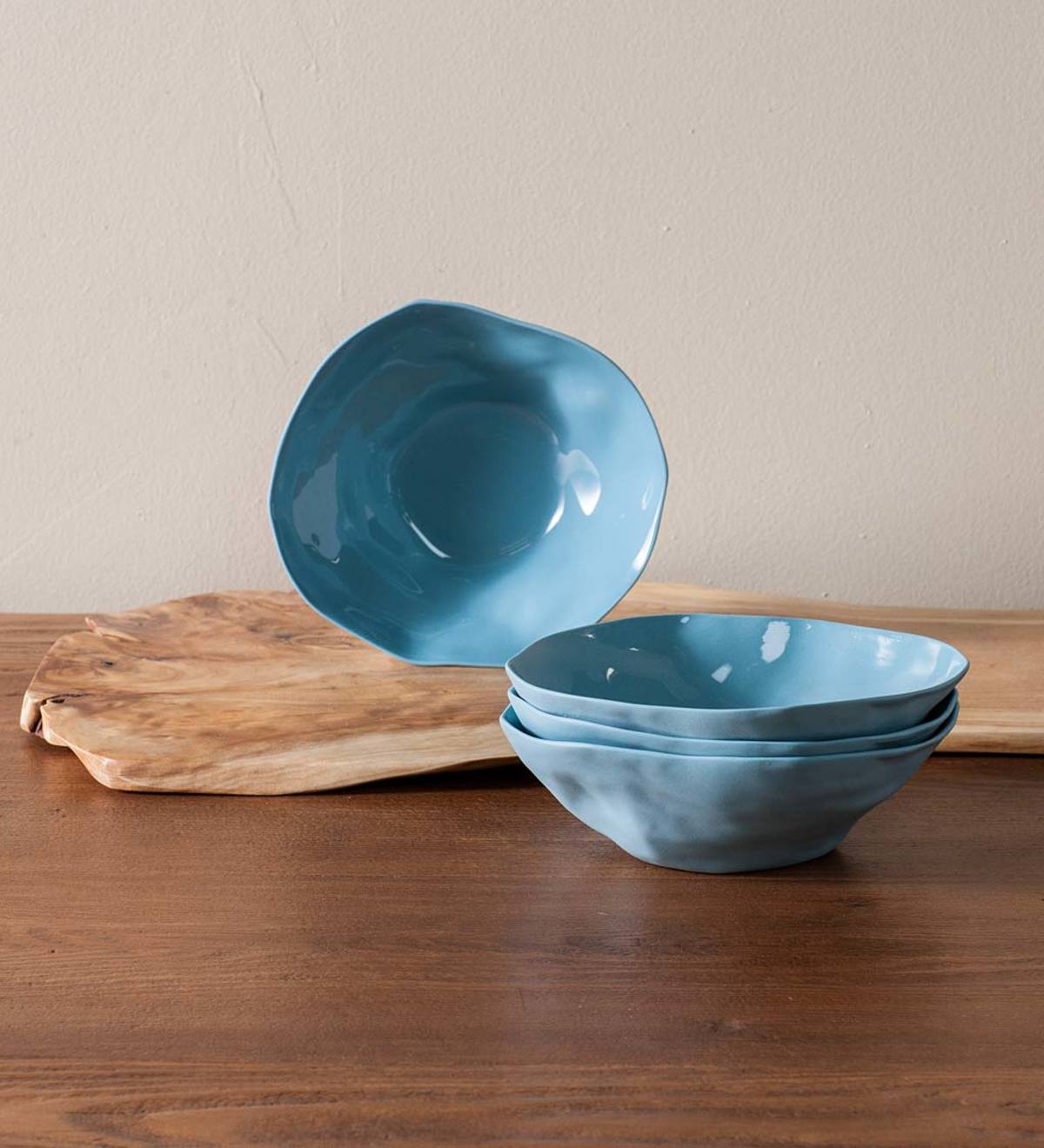 Organic Stoneware Soup Bowl, Set/4 - Blue