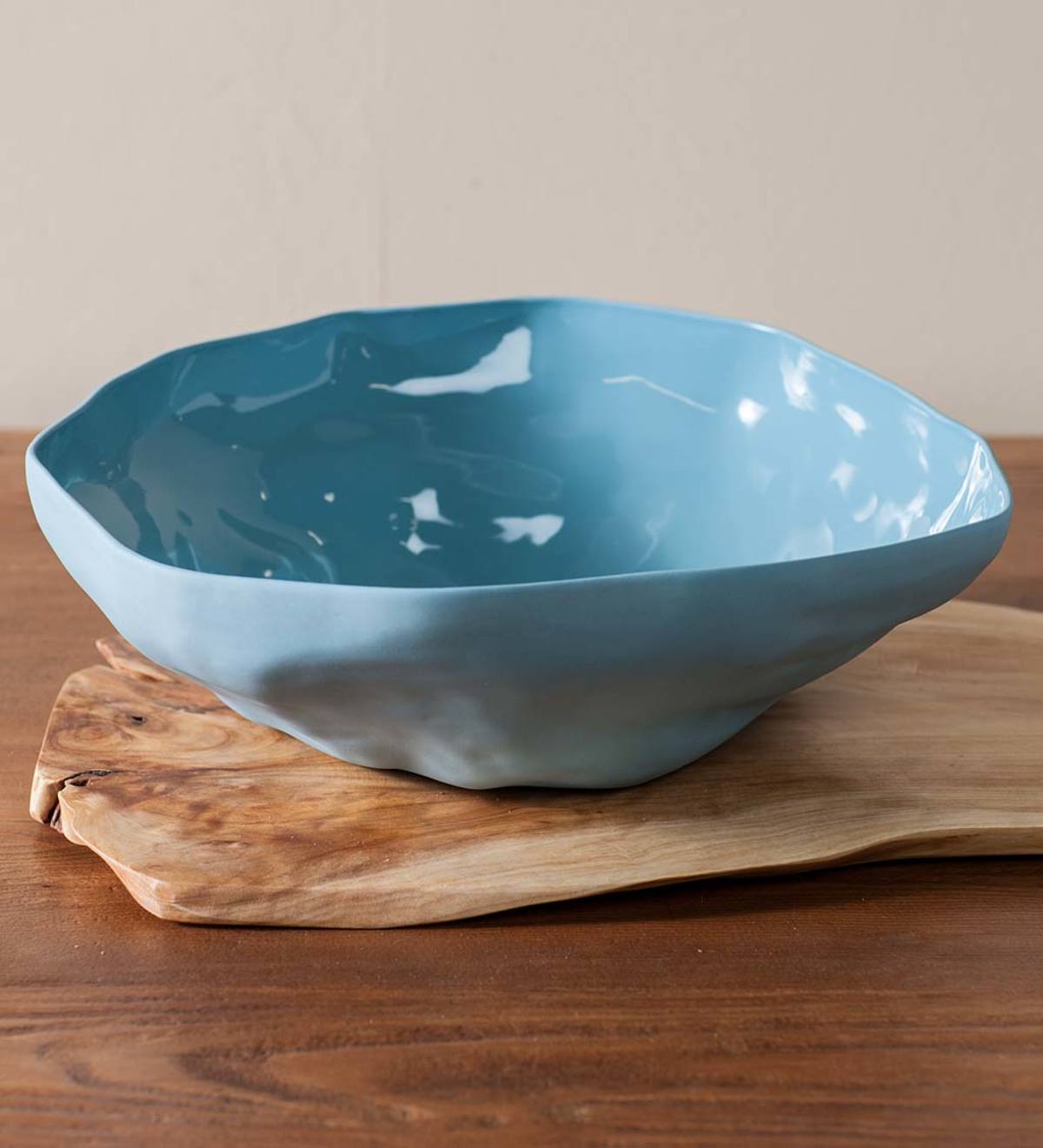 Organic Stoneware Large Serving Bowl, 14" dia. - Blue