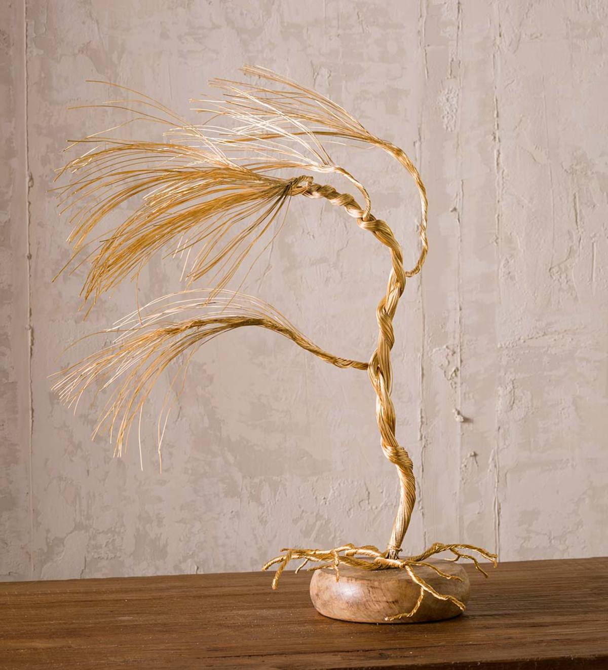 Golden Willow Wired Metal Tree Sculpture