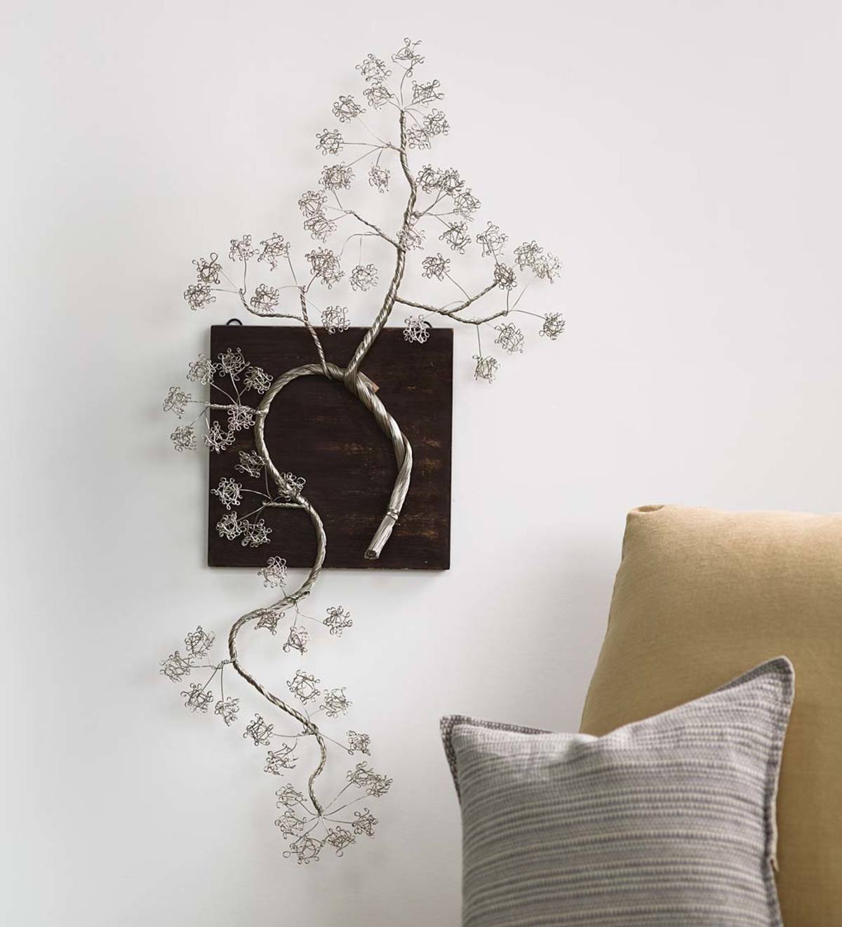 Silver Cherry Blossom Branch Wall Art