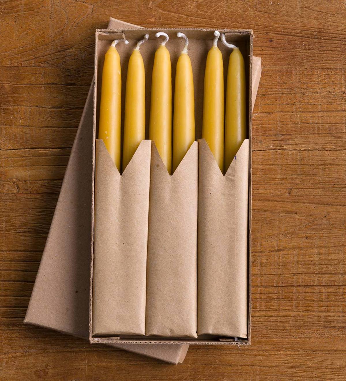 All Natural Beeswax 8" Taper Candles set of 6