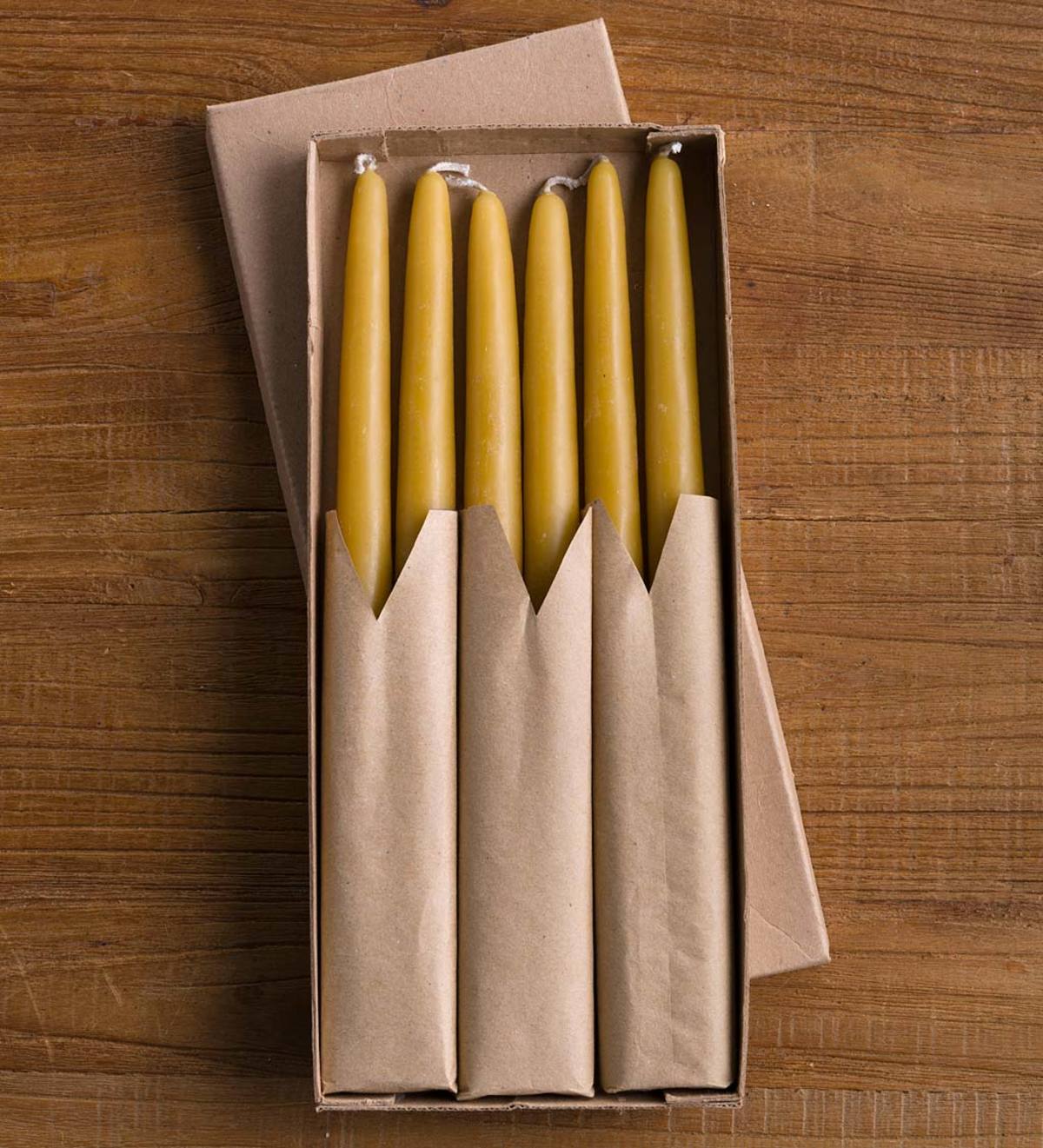 All Natural Beeswax 12" Taper Candles, Set of 6
