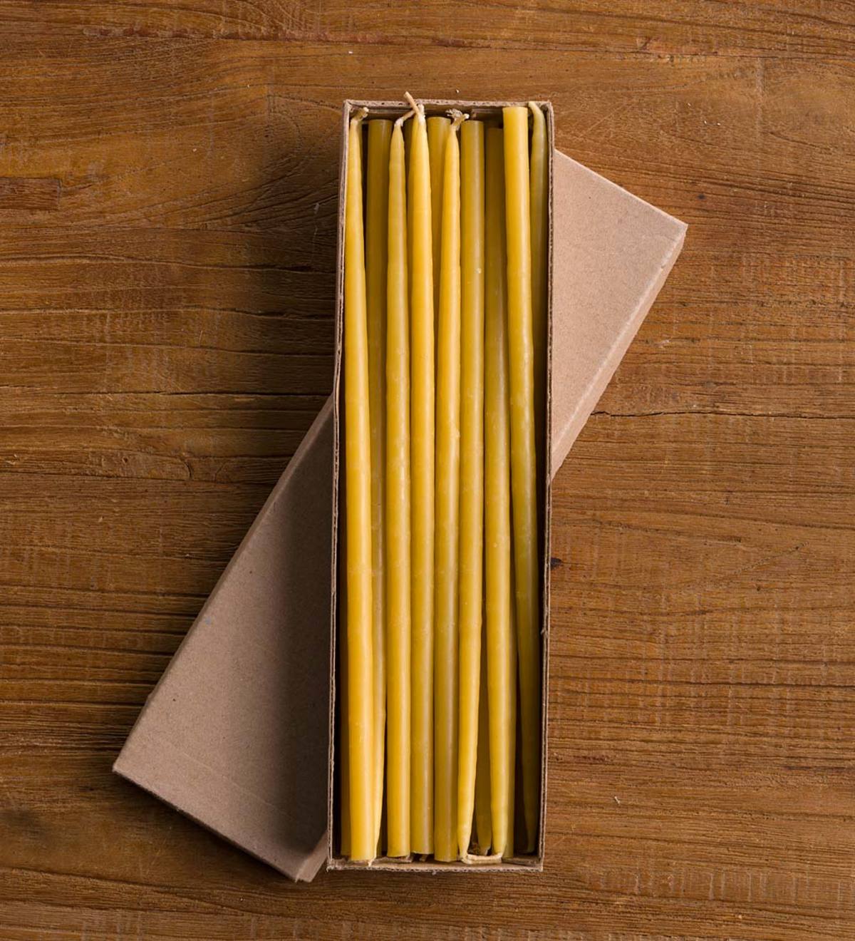 All Natural Beeswax 10" Taper Candles Set of 24
