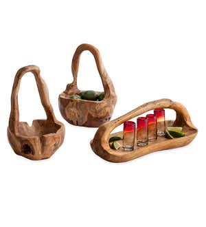 Teak Root of the Earth Handcrafted Baskets
