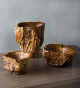 Hand-Crafted Teak Root of the Earth Bowls