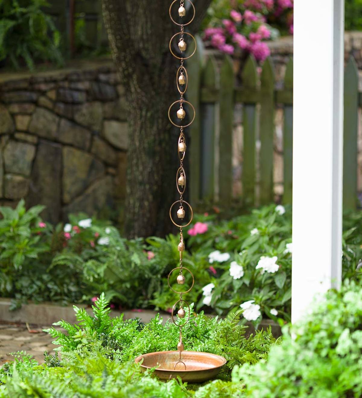 Circle Bell Rain Chain and Receptacle Set