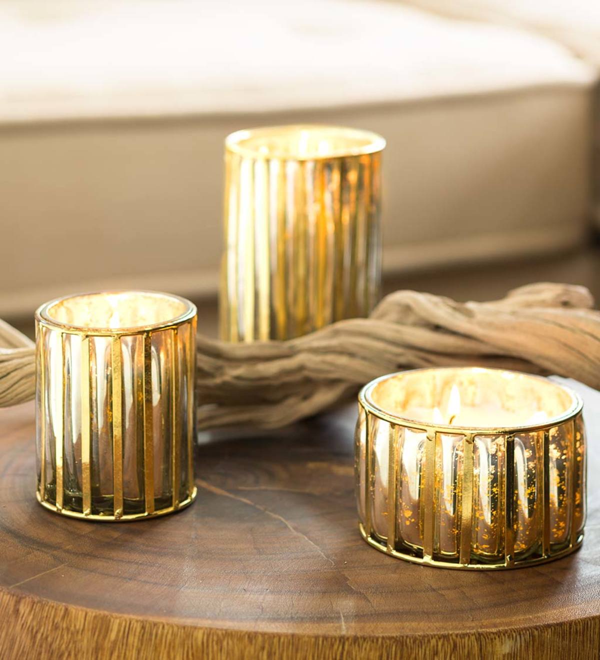 Gold Framed Mercury Glass Candles