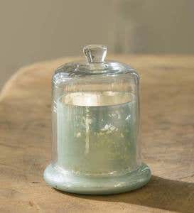 Mercury Glass Candle with Cloche - Aqua