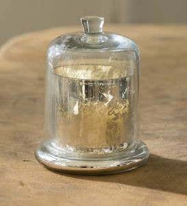 Mercury Glass Candle with Cloche - Silver