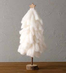 Fluffy Natural Goats Wool Tree Décor S/3