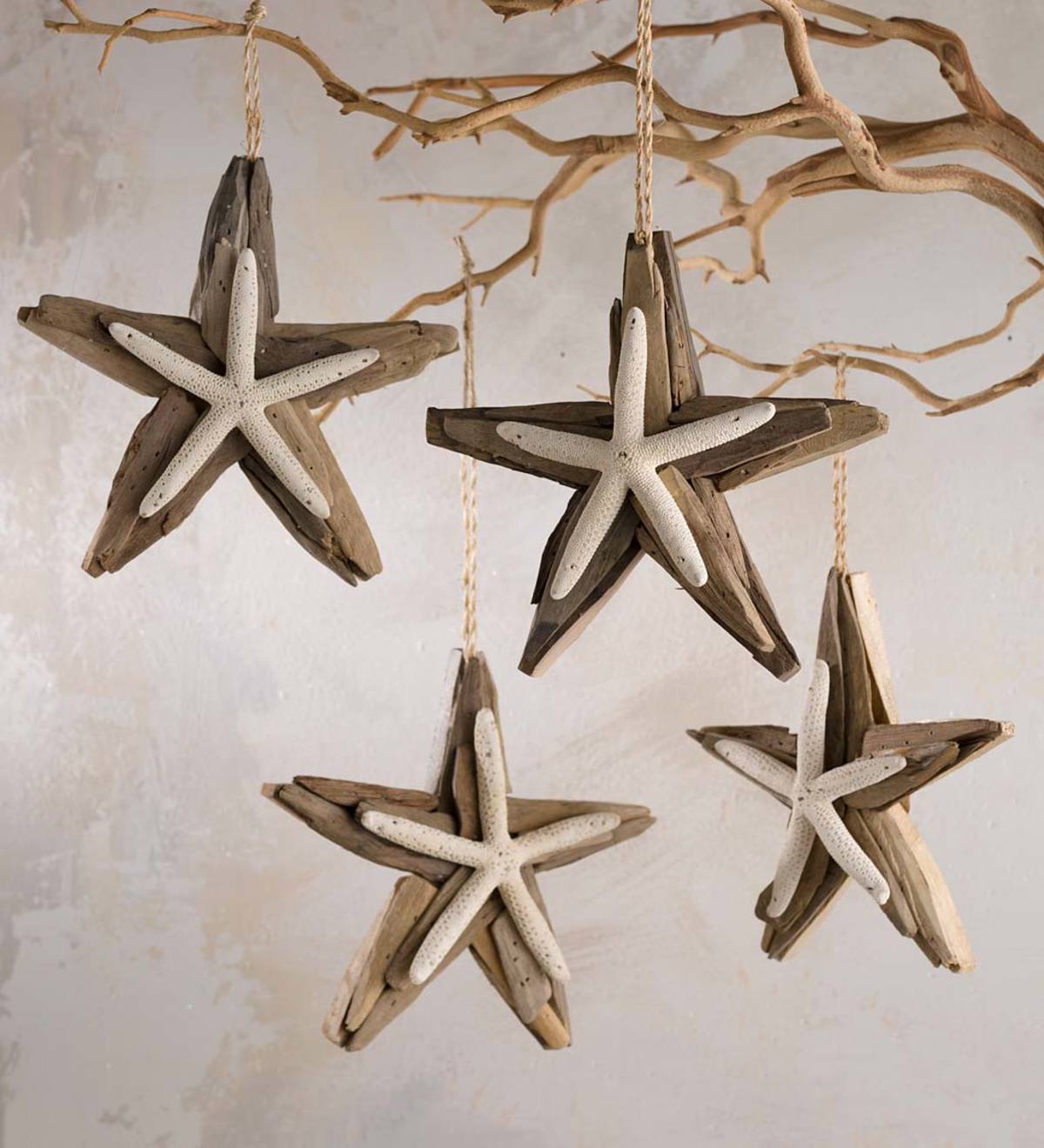 Driftwood Starfish Ornament Set of 4