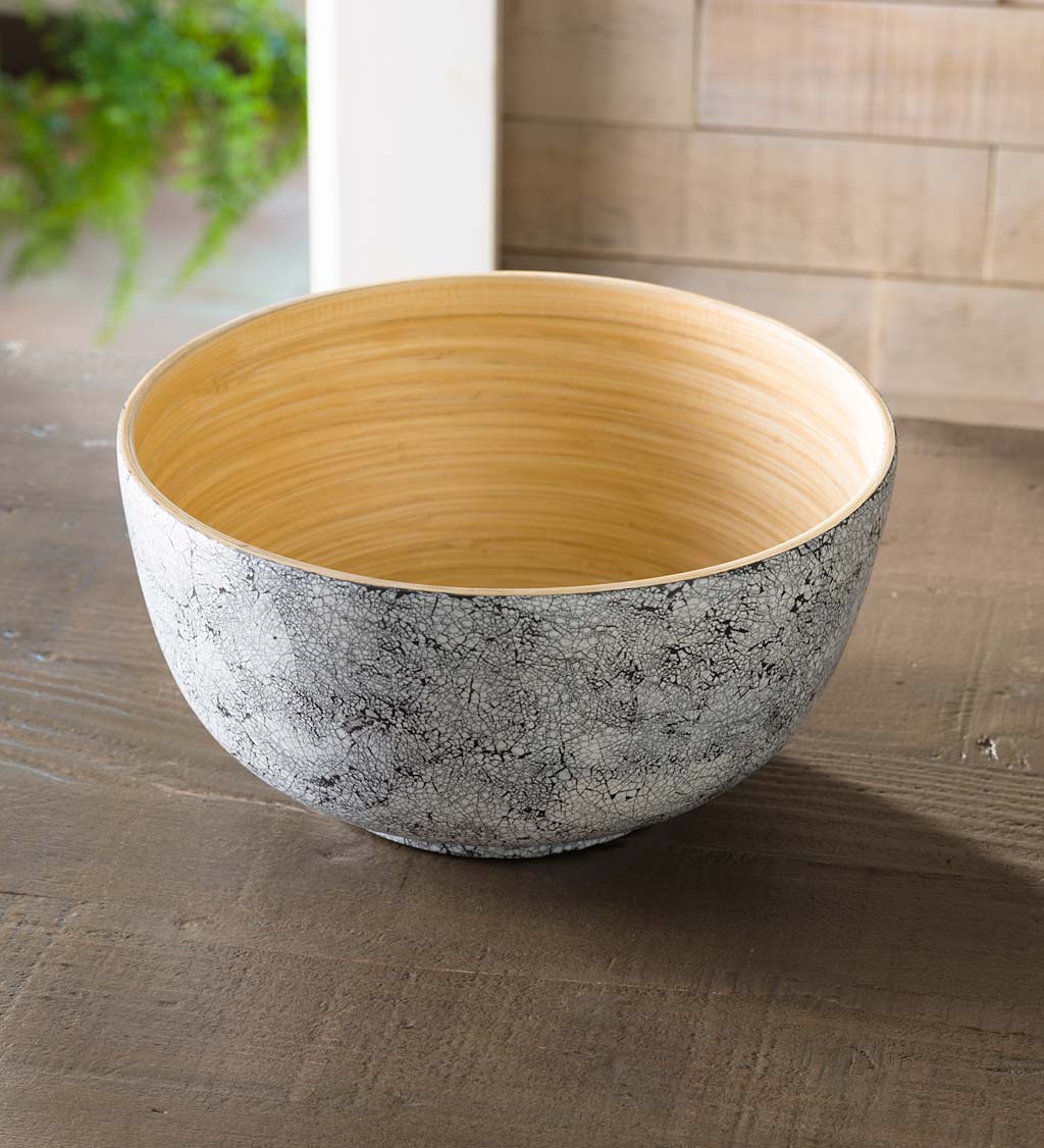 Eggshell and Bamboo Serving Bowl